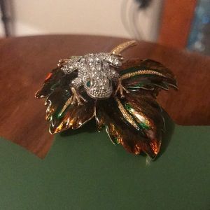 Crystal frog brooch